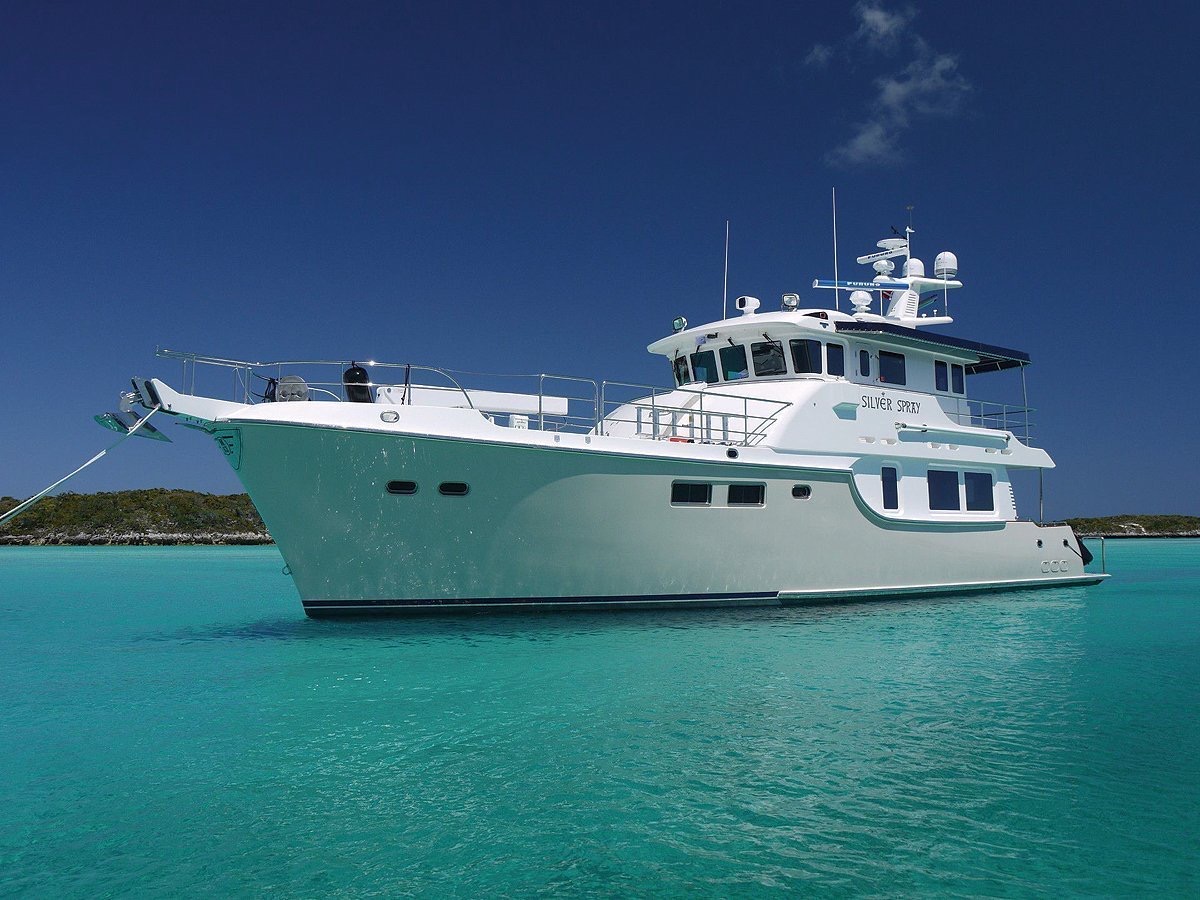 Nordhavn 63 exterior at anchor, image 1